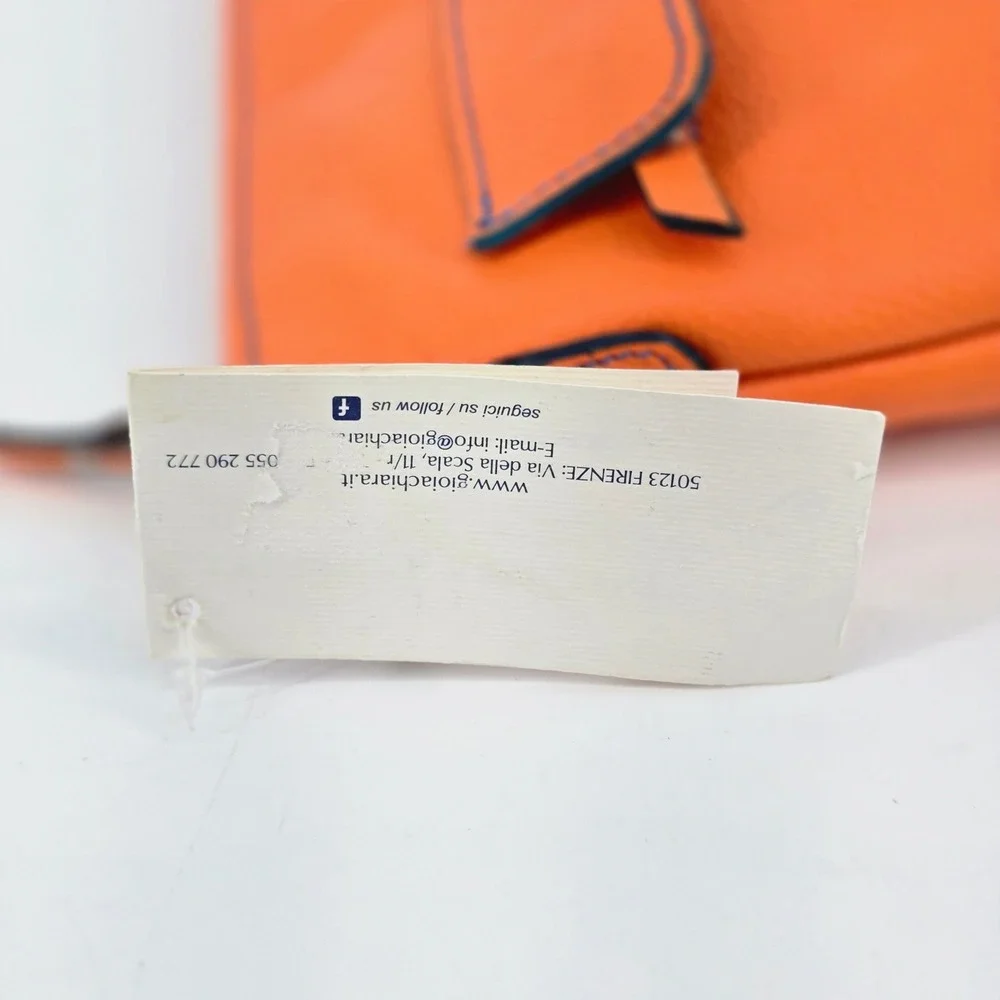 Gioia Chiara Firenze Orange Leather Zip Crossbody Bag Clutch NWT No Strap Italy